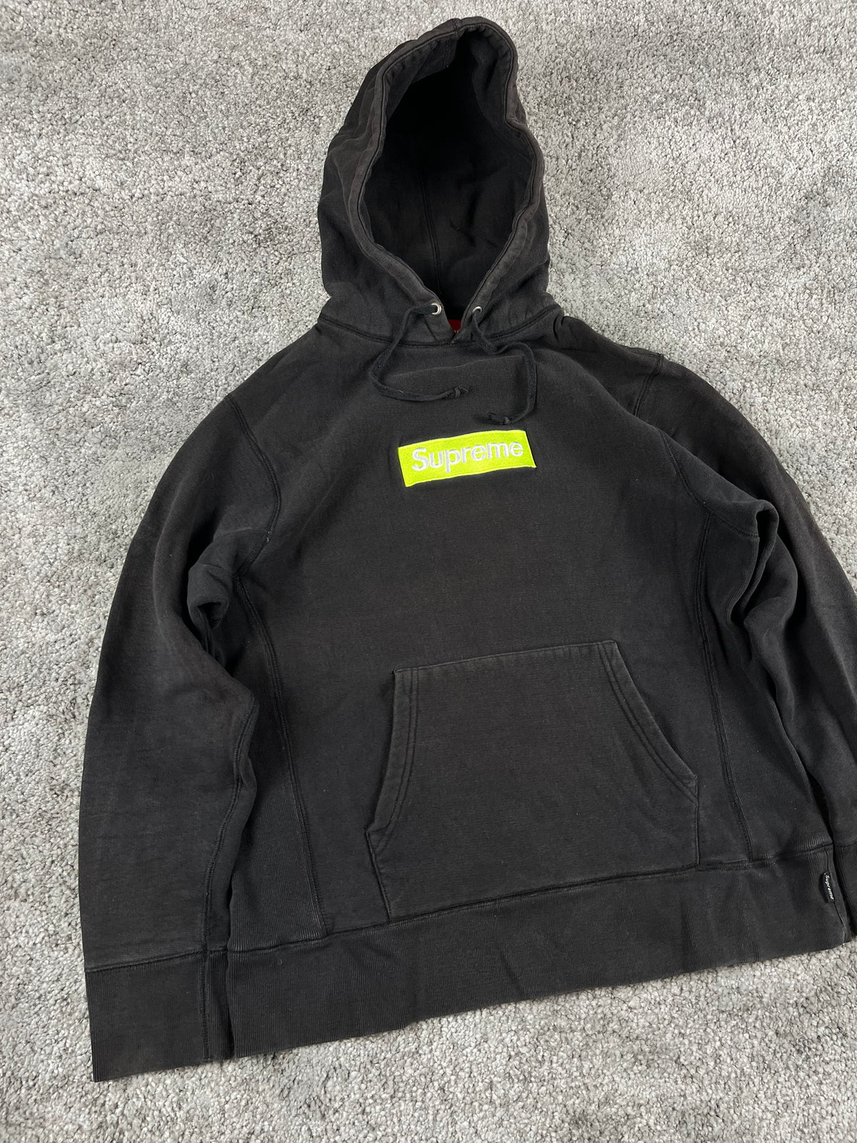 Supreme Box Logo Hooded Sweatshirt FW17 Black / Lime (M)