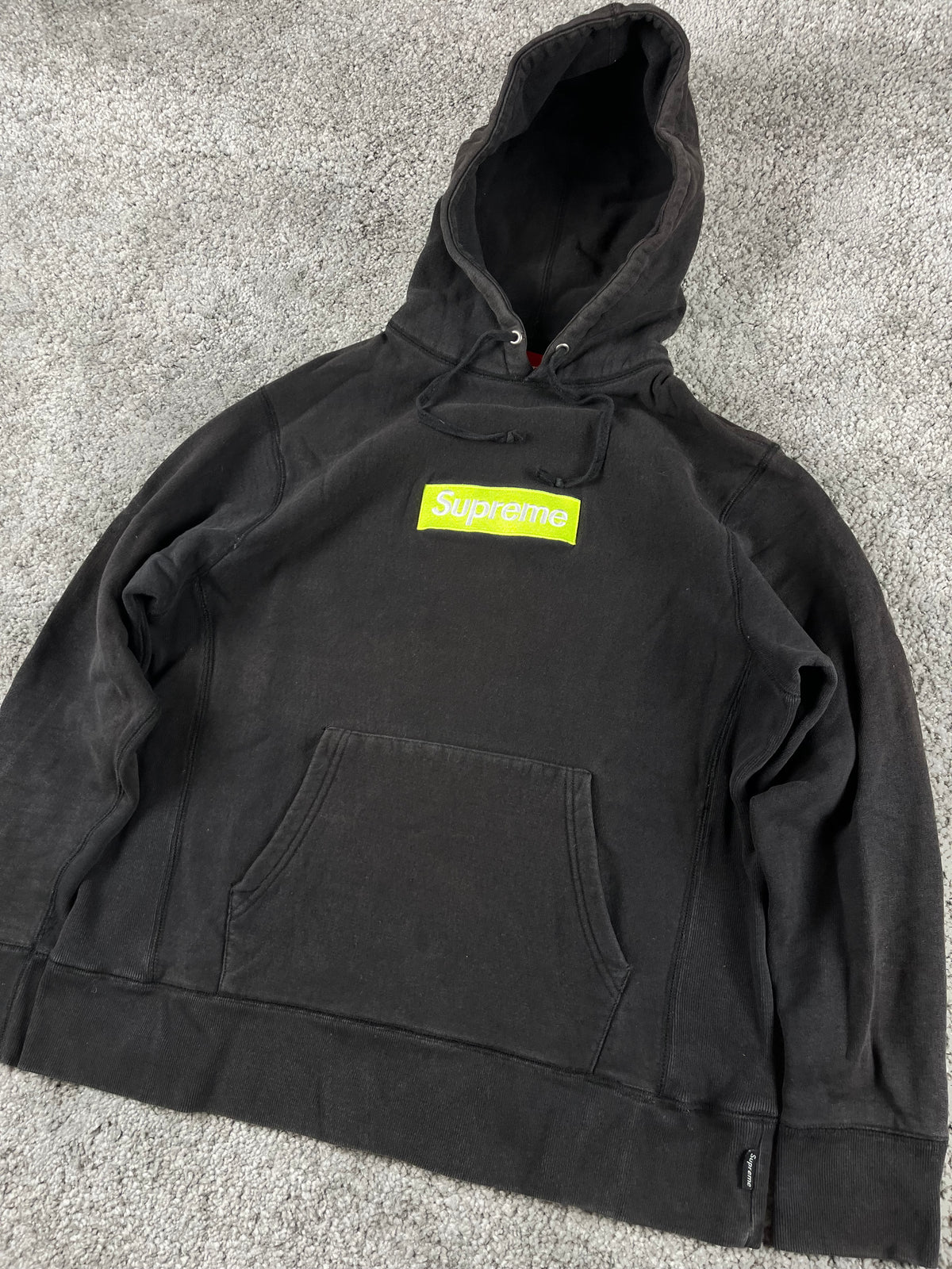 Supreme Box Logo Hooded Sweatshirt FW17 Black / Lime (M)