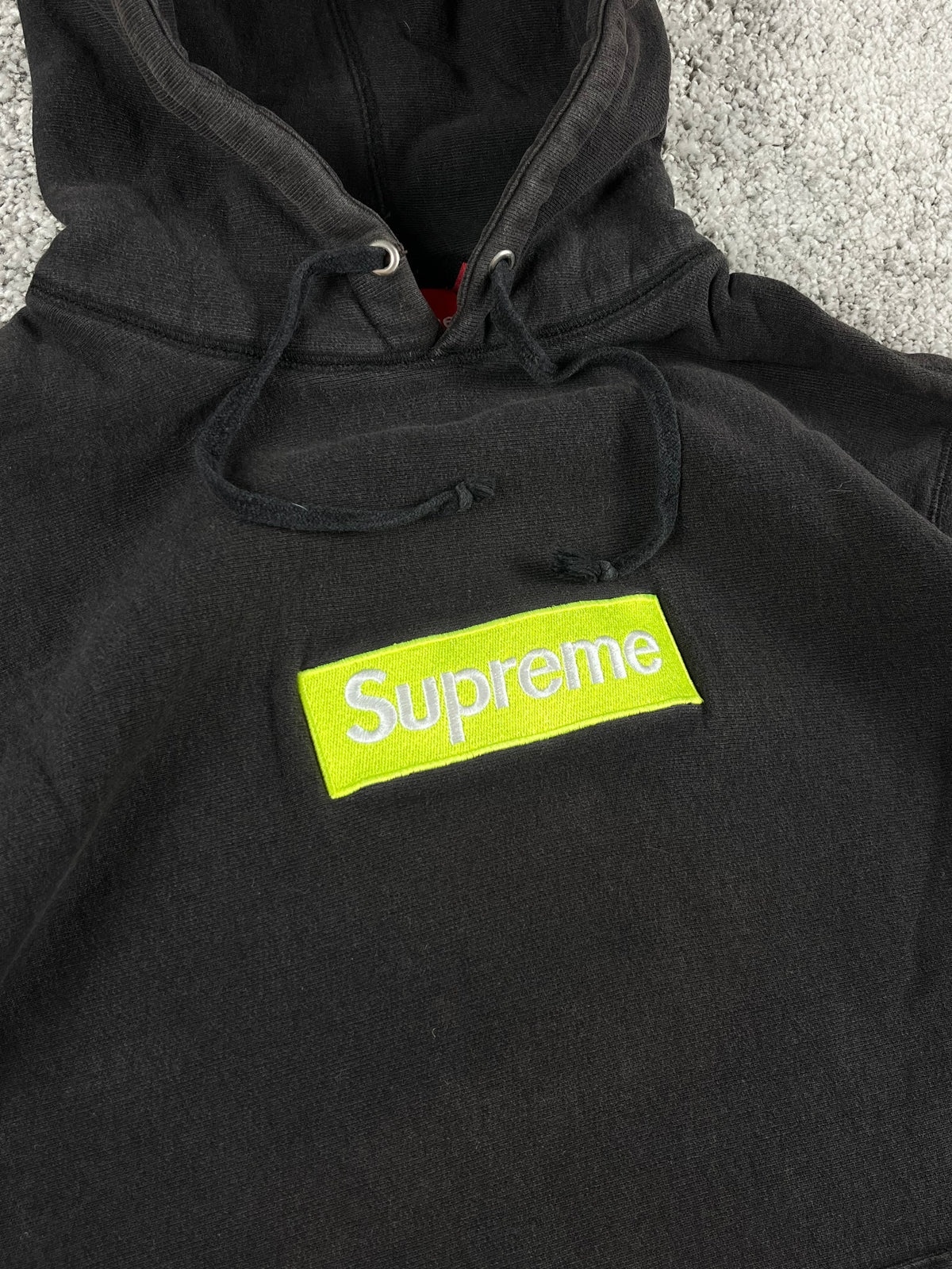Supreme Box Logo Hooded Sweatshirt FW17 Black / Lime (M)