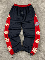 Pantalon de survêtement vintage West Coast Choppers marine/rouge Iron Cross Y2K Biker (S)