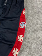Pantalon de survêtement vintage West Coast Choppers marine/rouge Iron Cross Y2K Biker (S)