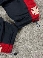 Pantalon de survêtement vintage West Coast Choppers marine/rouge Iron Cross Y2K Biker (S)