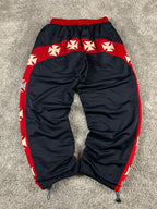 Pantalon de survêtement vintage West Coast Choppers marine/rouge Iron Cross Y2K Biker (S)