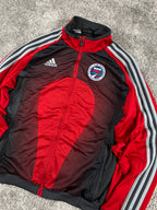 Sweat à capuche/zippé Adidas x FR Haguenau vintage années 2000 "Noir/Rouge" (M)