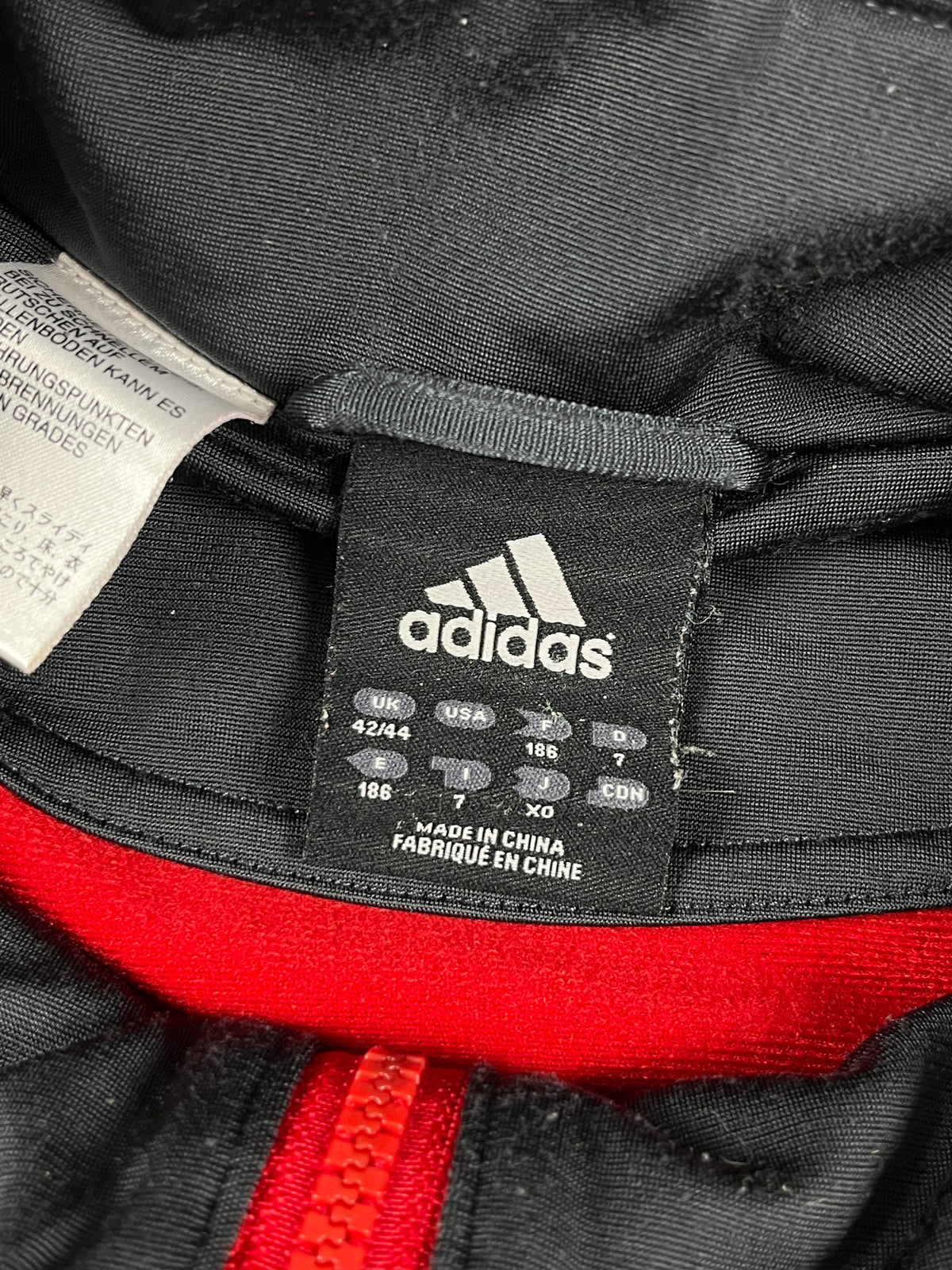 Sweat à capuche/zippé Adidas x FR Haguenau vintage années 2000 "Noir/Rouge" (M)