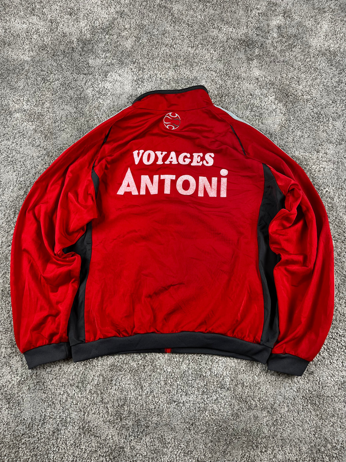 Sweat à capuche/zippé Adidas x FR Haguenau vintage années 2000 "Noir/Rouge" (M)