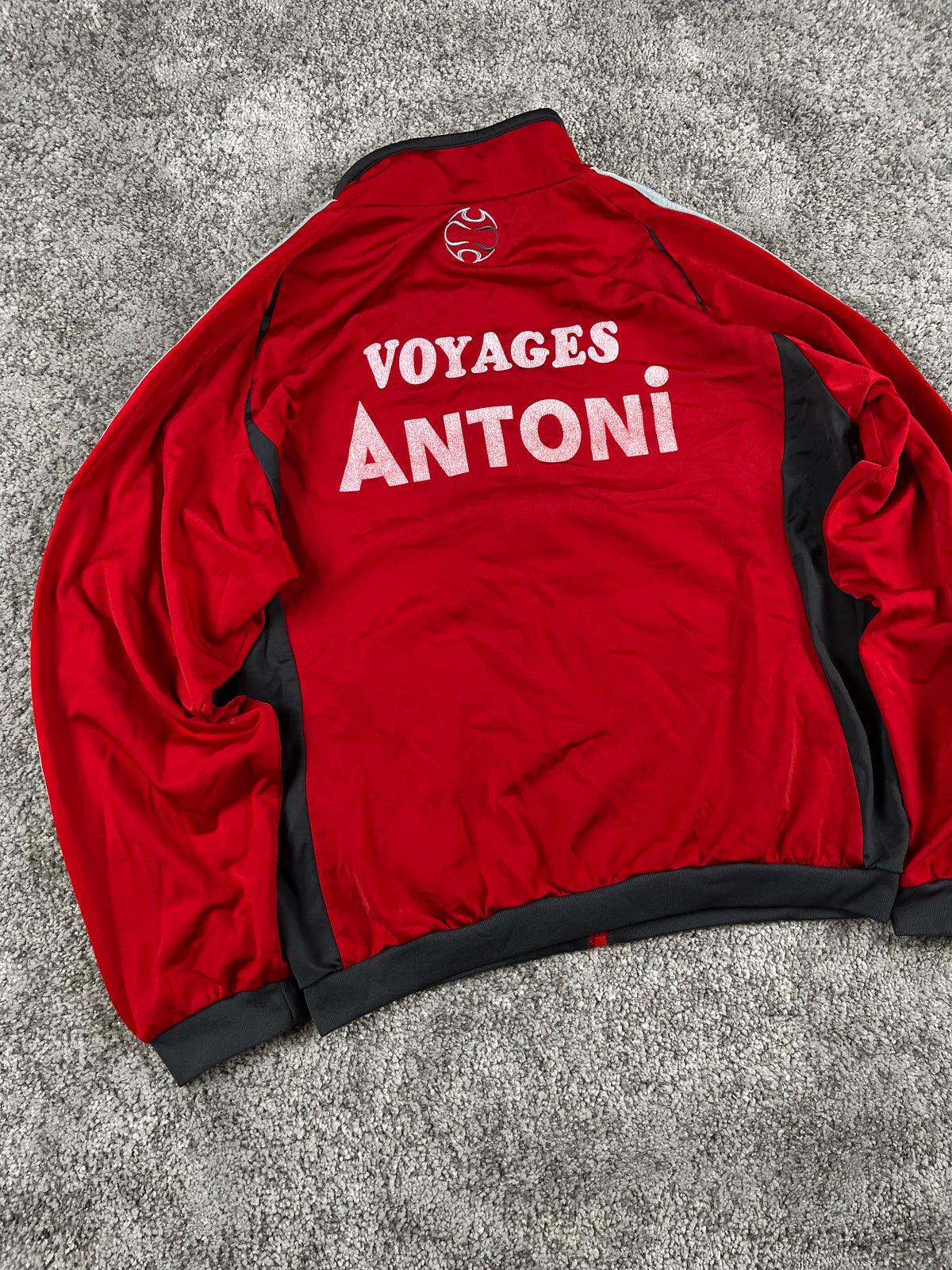 Sweat à capuche/zippé Adidas x FR Haguenau vintage années 2000 "Noir/Rouge" (M)