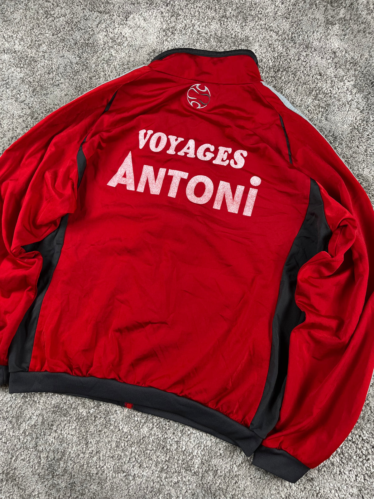 Sweat à capuche/zippé Adidas x FR Haguenau vintage années 2000 "Noir/Rouge" (M)