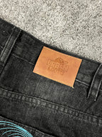 Jeans Urban Loops estilo urbano baggy Y2K "Washed Black" con estampado de dragón (M)
