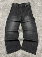 Jeans Urban Loops estilo urbano baggy Y2K "Washed Black" con estampado de dragón (M)