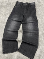 Jeans Urban Loops estilo urbano baggy Y2K "Washed Black" con estampado de dragón (M)
