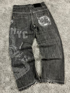 Jean baggy rare Karl Kani Y2K Streetwear « Noir » imprimé (32/42/M)