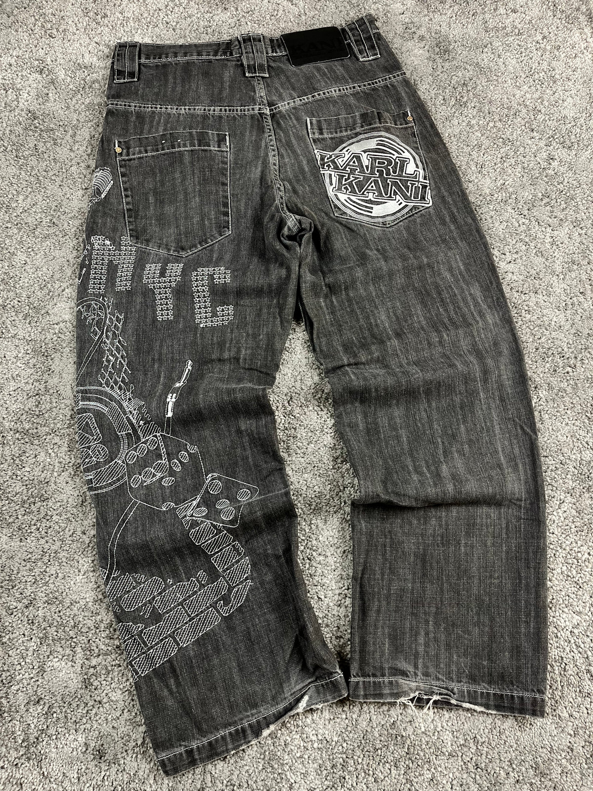 Karl Kani Rare Jeans Y2K Baggy Streetwear "Black" Estampado (32/42/M)