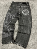 Jean baggy rare Karl Kani Y2K Streetwear « Noir » imprimé (32/42/M)