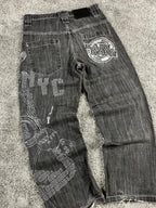 Jean baggy rare Karl Kani Y2K Streetwear « Noir » imprimé (32/42/M)