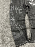 Jean baggy rare Karl Kani Y2K Streetwear « Noir » imprimé (32/42/M)