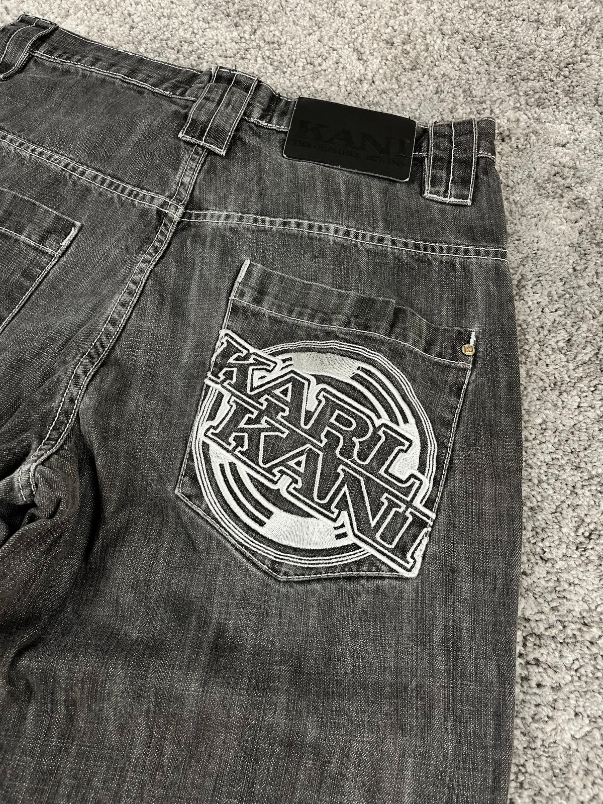Jean baggy rare Karl Kani Y2K Streetwear « Noir » imprimé (32/42/M)