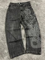 Jean baggy rare Karl Kani Y2K Streetwear « Noir » imprimé (32/42/M)