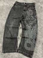 Jean baggy rare Karl Kani Y2K Streetwear « Noir » imprimé (32/42/M)