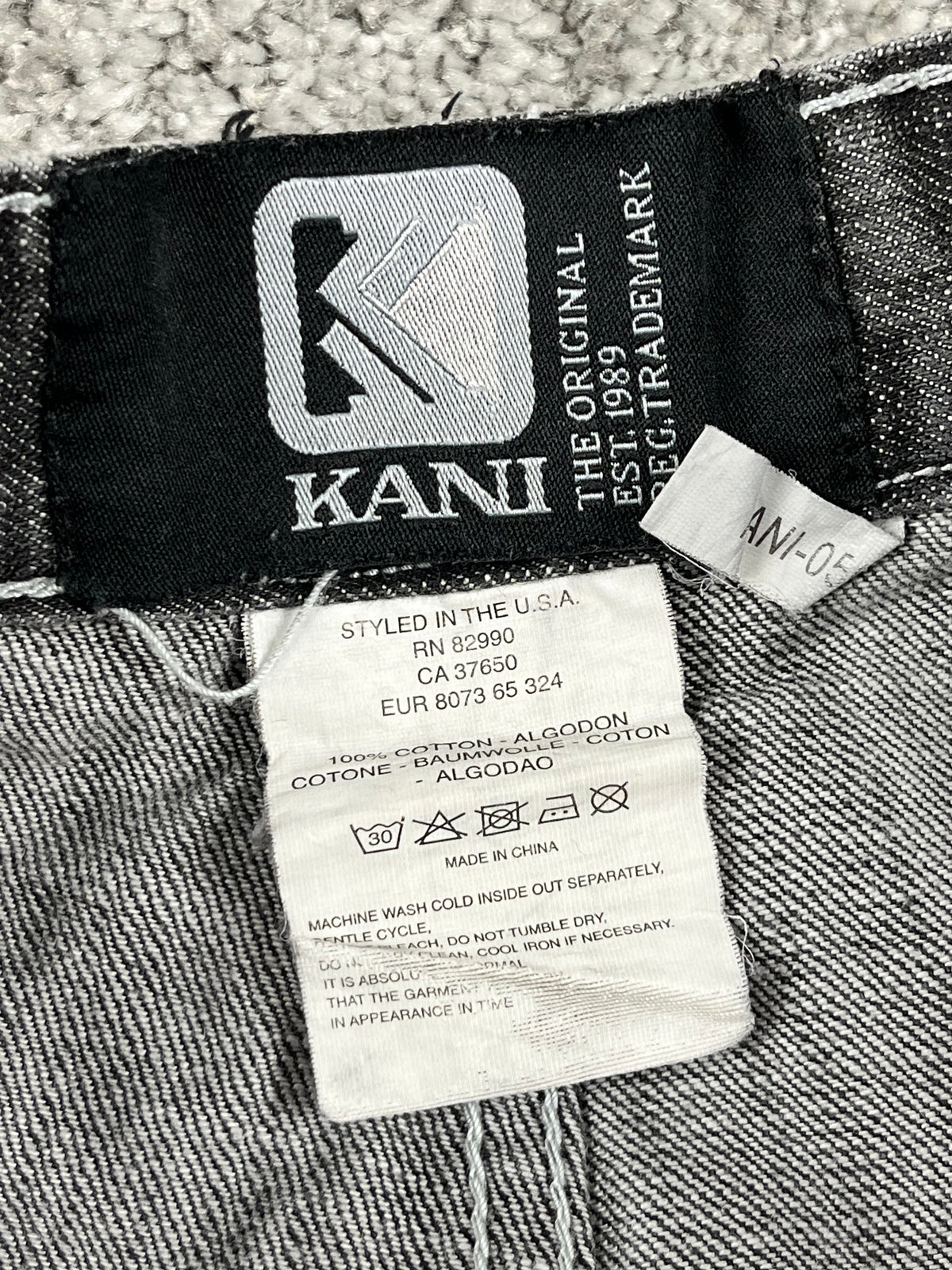 Jean baggy rare Karl Kani Y2K Streetwear « Noir » imprimé (32/42/M)