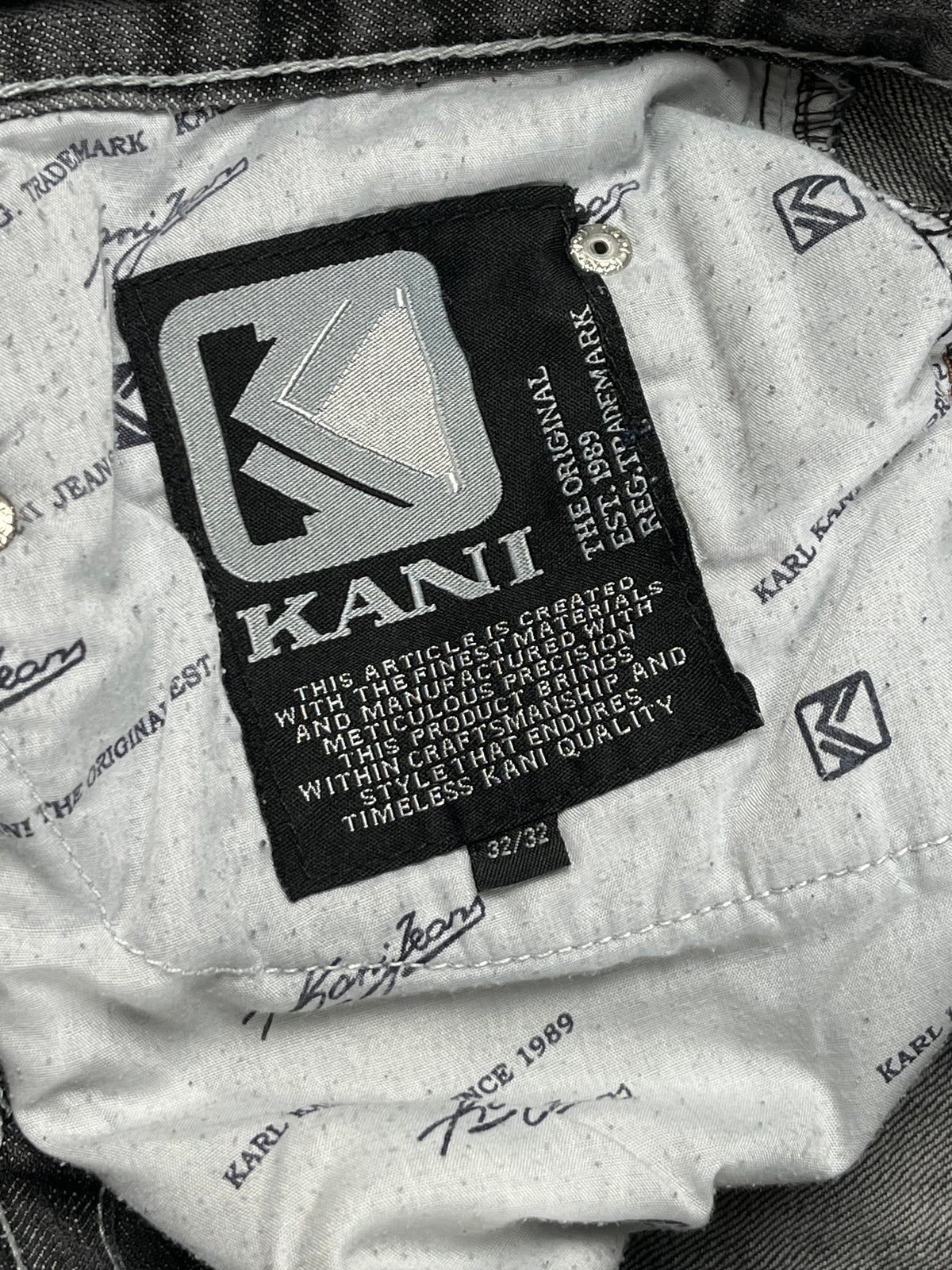 Jean baggy rare Karl Kani Y2K Streetwear « Noir » imprimé (32/42/M)