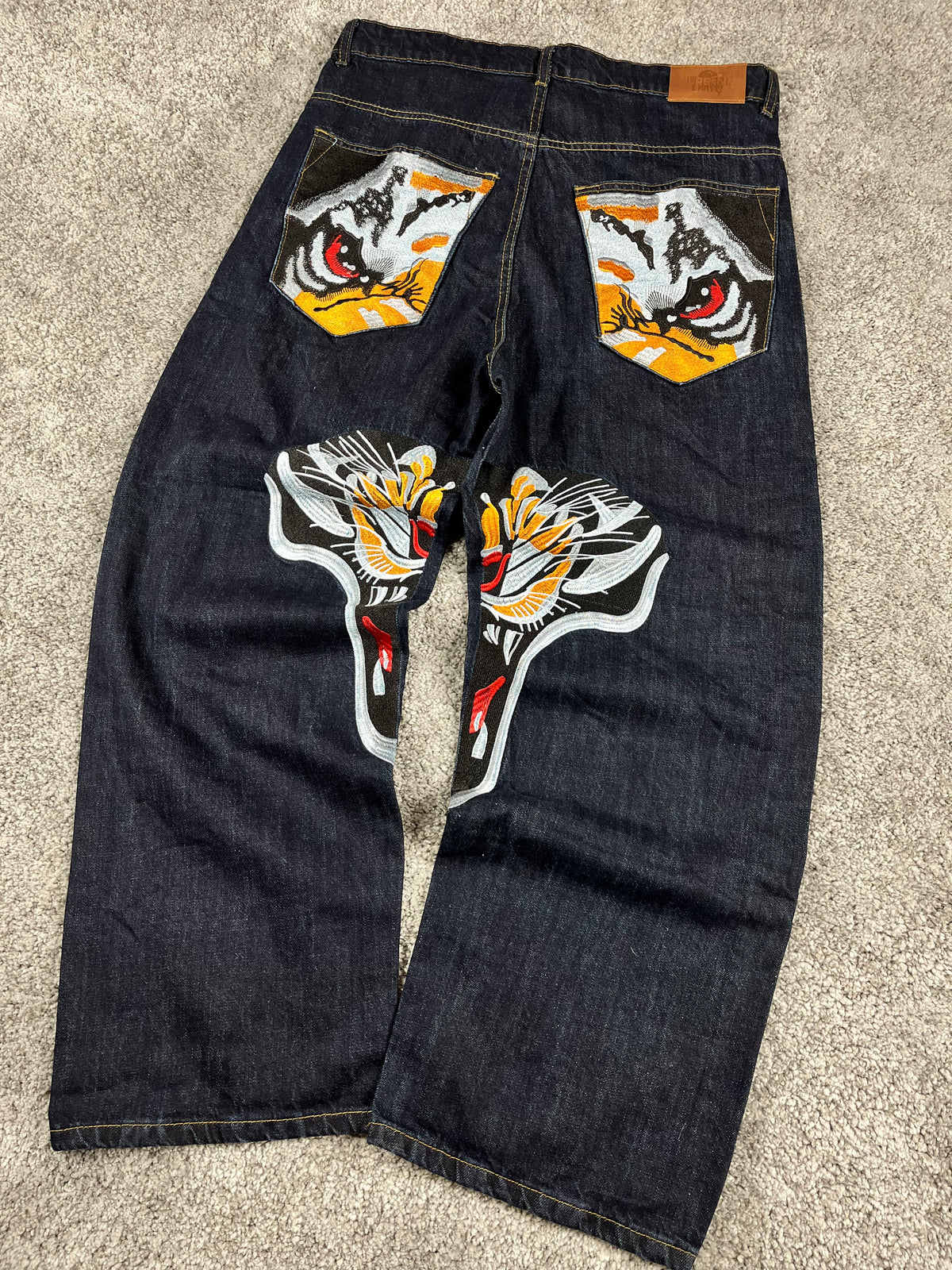 Urban Loops Jeans Y2K Baggy Streetwear "Denim" Estampado Tiger (L)
