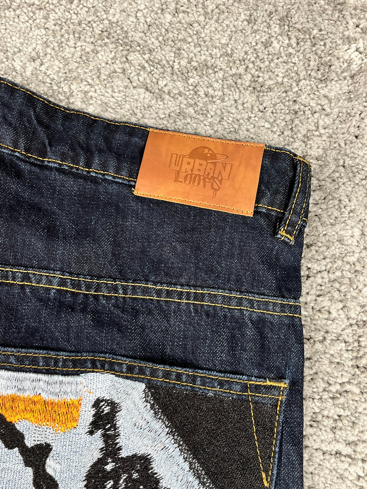 Vaqueros Baggy Urban Loops estilo Y2K Streetwear "Denim" estampado de tigre (L)
