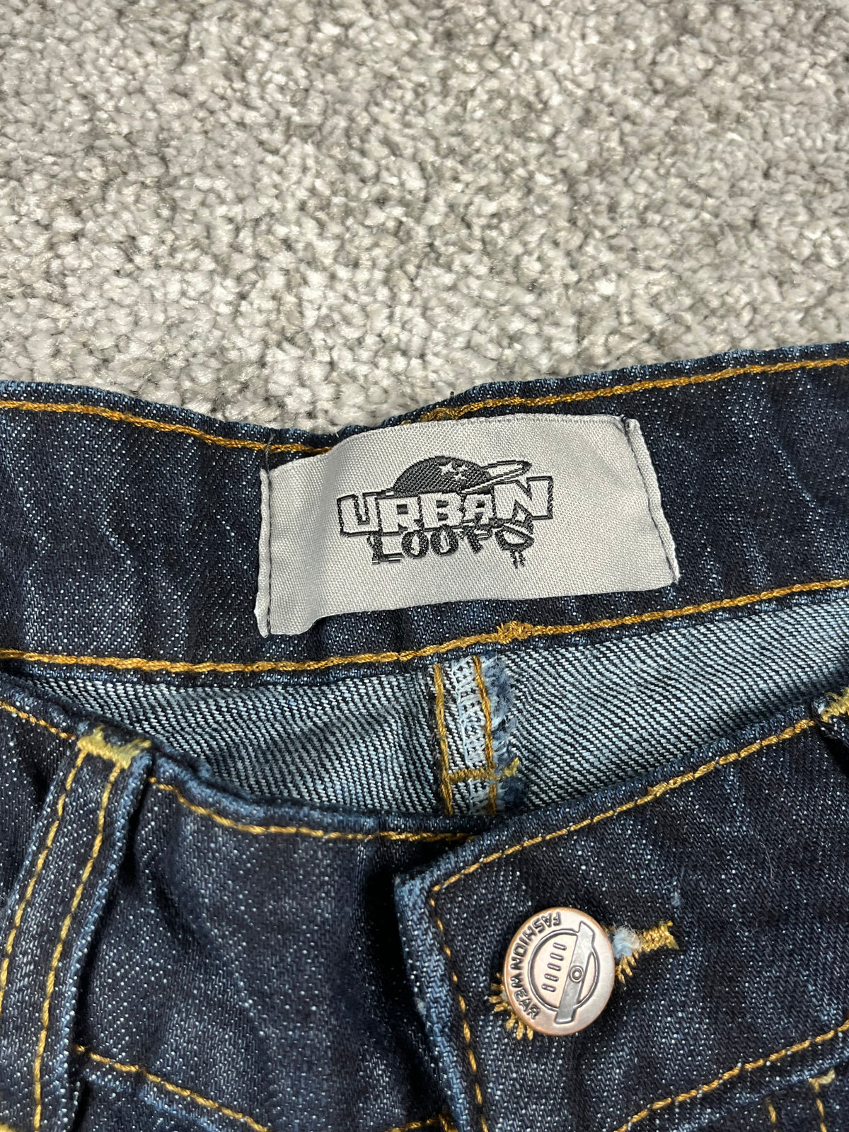 Vaqueros Baggy Urban Loops estilo Y2K Streetwear "Denim" estampado de tigre (L)