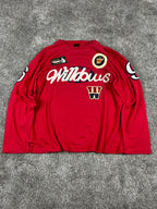 A&B Vintage Y2K Long Sleeve T-Shirt Streetwear Red/White (XL)