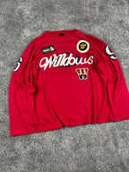 A&B Vintage Y2K Long Sleeve T-Shirt Streetwear Red/White (XL)