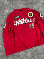 A&B Vintage Y2K Long Sleeve T-Shirt Streetwear Red/White (XL)