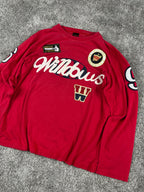 A&B Vintage Y2K Long Sleeve T-Shirt Streetwear Red/White (XL)