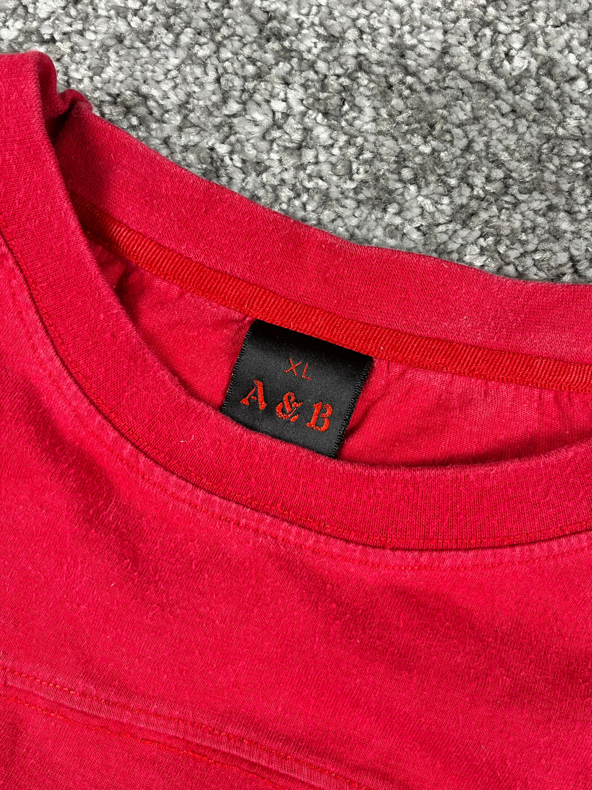 A&B Vintage Y2K Long Sleeve T-Shirt Streetwear Red/White (XL)