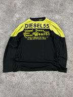 Camiseta de manga larga Diesel Vintage Y2K Streetwear Negro/Verde (M)