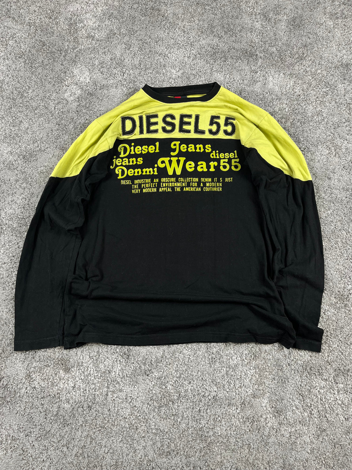 T-shirt manches longues Diesel Vintage Y2K Streetwear Noir/Vert (M)
