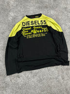 Camiseta de manga larga Diesel Vintage Y2K Streetwear Negro/Verde (M)