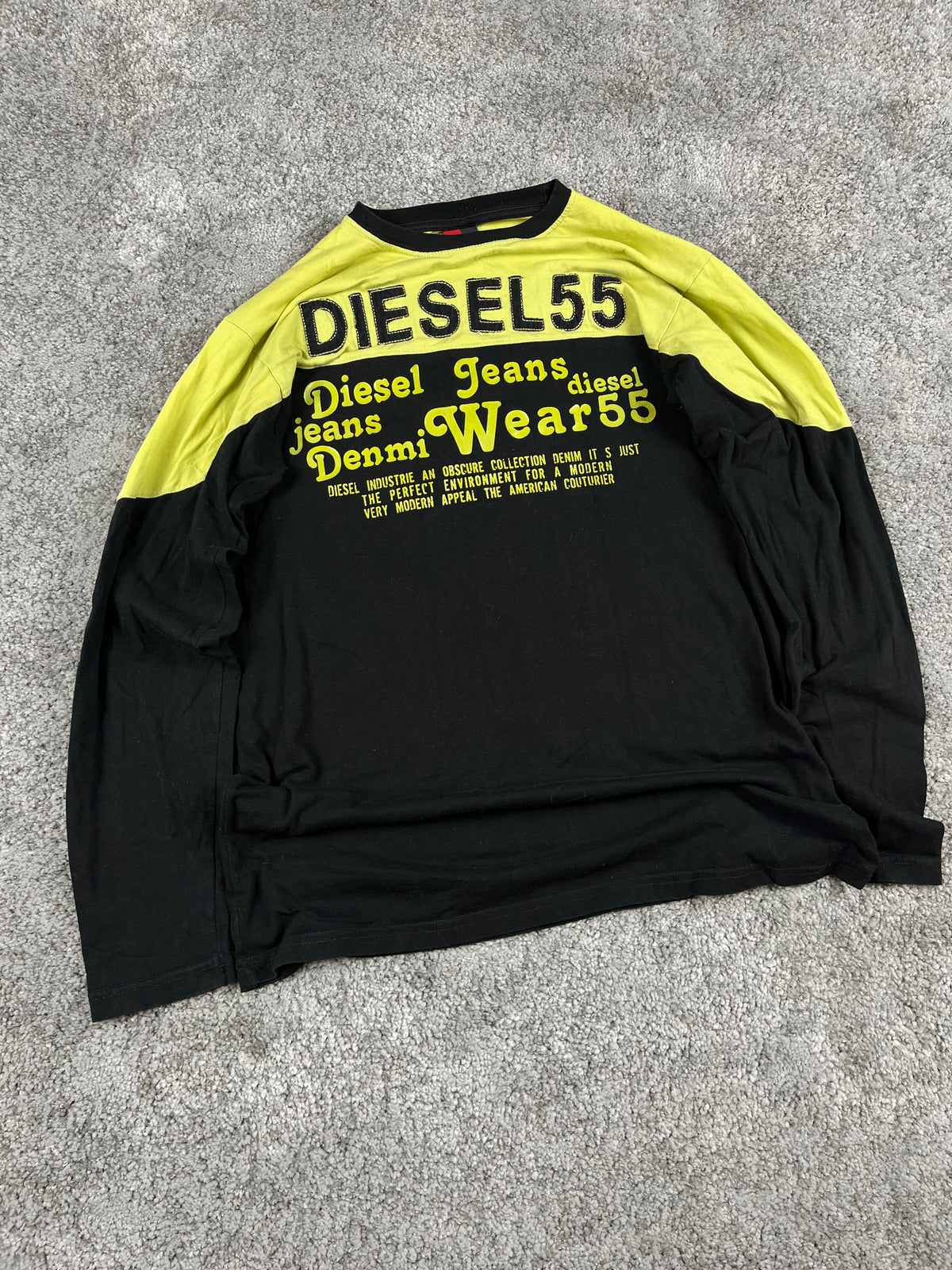 T-shirt manches longues Diesel Vintage Y2K Streetwear Noir/Vert (M)
