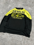 Camiseta de manga larga Diesel Vintage Y2K Streetwear Negro/Verde (M)