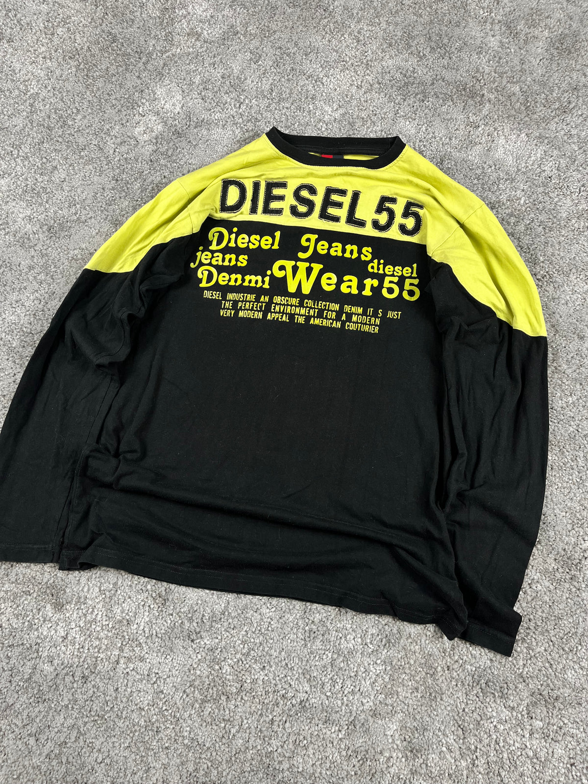 T-shirt manches longues Diesel Vintage Y2K Streetwear Noir/Vert (M)