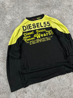 Camiseta de manga larga Diesel Vintage Y2K Streetwear Negro/Verde (M)