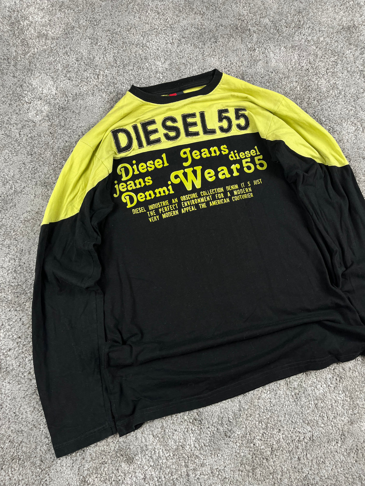 T-shirt manches longues Diesel Vintage Y2K Streetwear Noir/Vert (M)