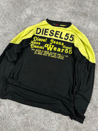 Camiseta de manga larga Diesel Vintage Y2K Streetwear Negro/Verde (M)
