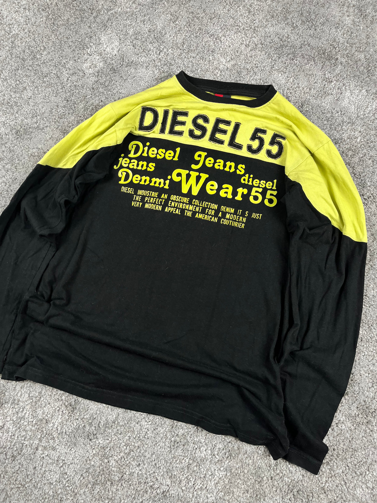 Camiseta de manga larga Diesel Vintage Y2K Streetwear Negro/Verde (M)