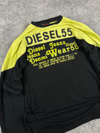 Camiseta de manga larga Diesel Vintage Y2K Streetwear Negro/Verde (M)