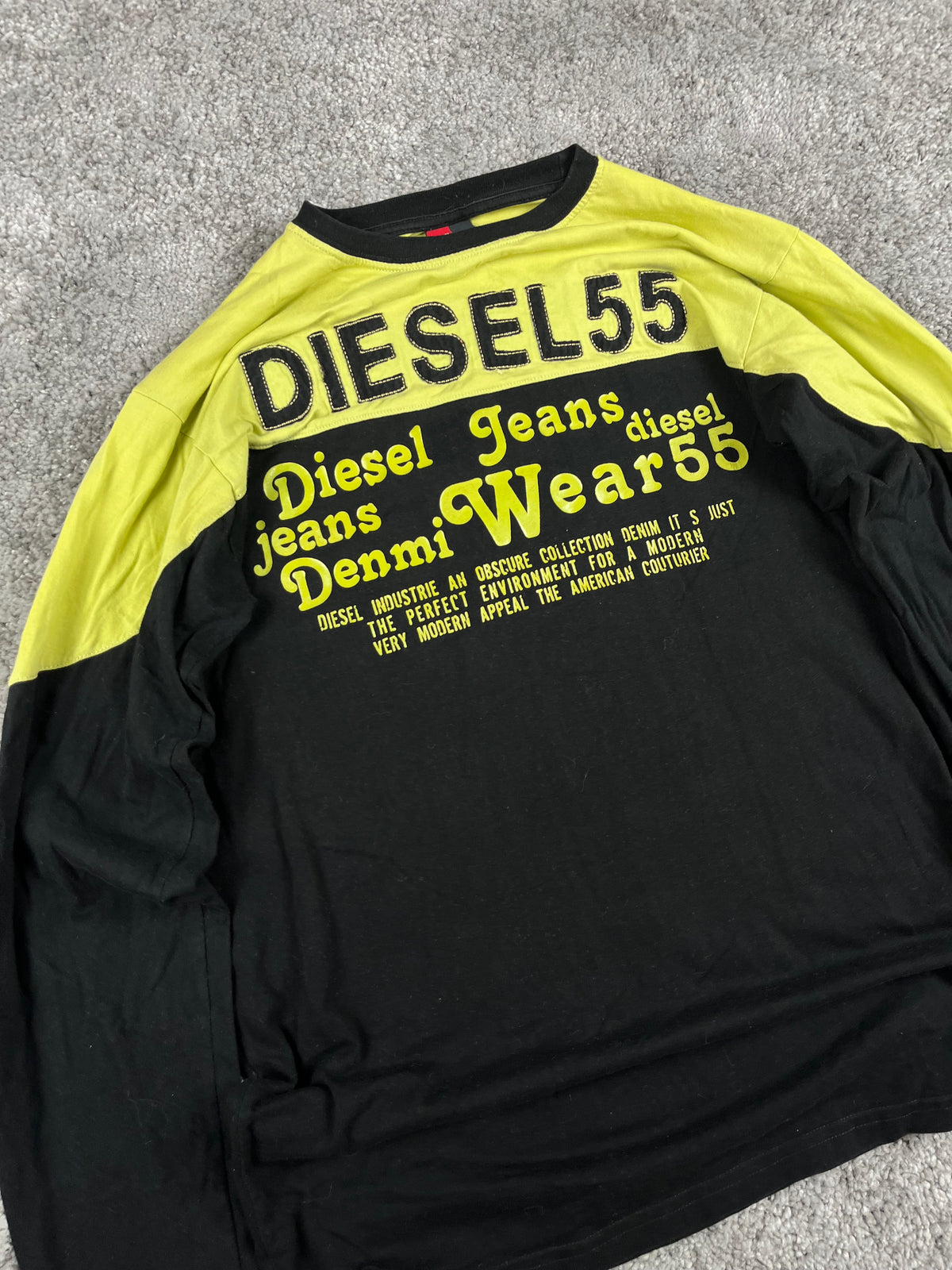 Camiseta de manga larga Diesel Vintage Y2K Streetwear Negro/Verde (M)