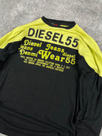 Camiseta de manga larga Diesel Vintage Y2K Streetwear Negro/Verde (M)