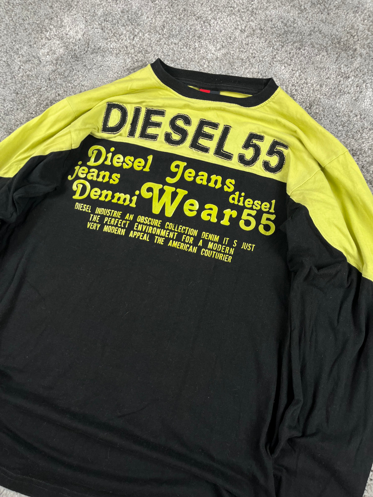 Camiseta de manga larga Diesel Vintage Y2K Streetwear Negro/Verde (M)