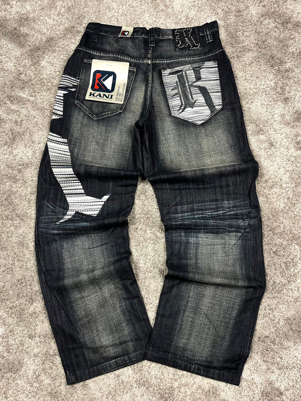 Karl Kani Jeans Made in USA Y2K Baggy Streetwear "Denim" Estampado (44/L)