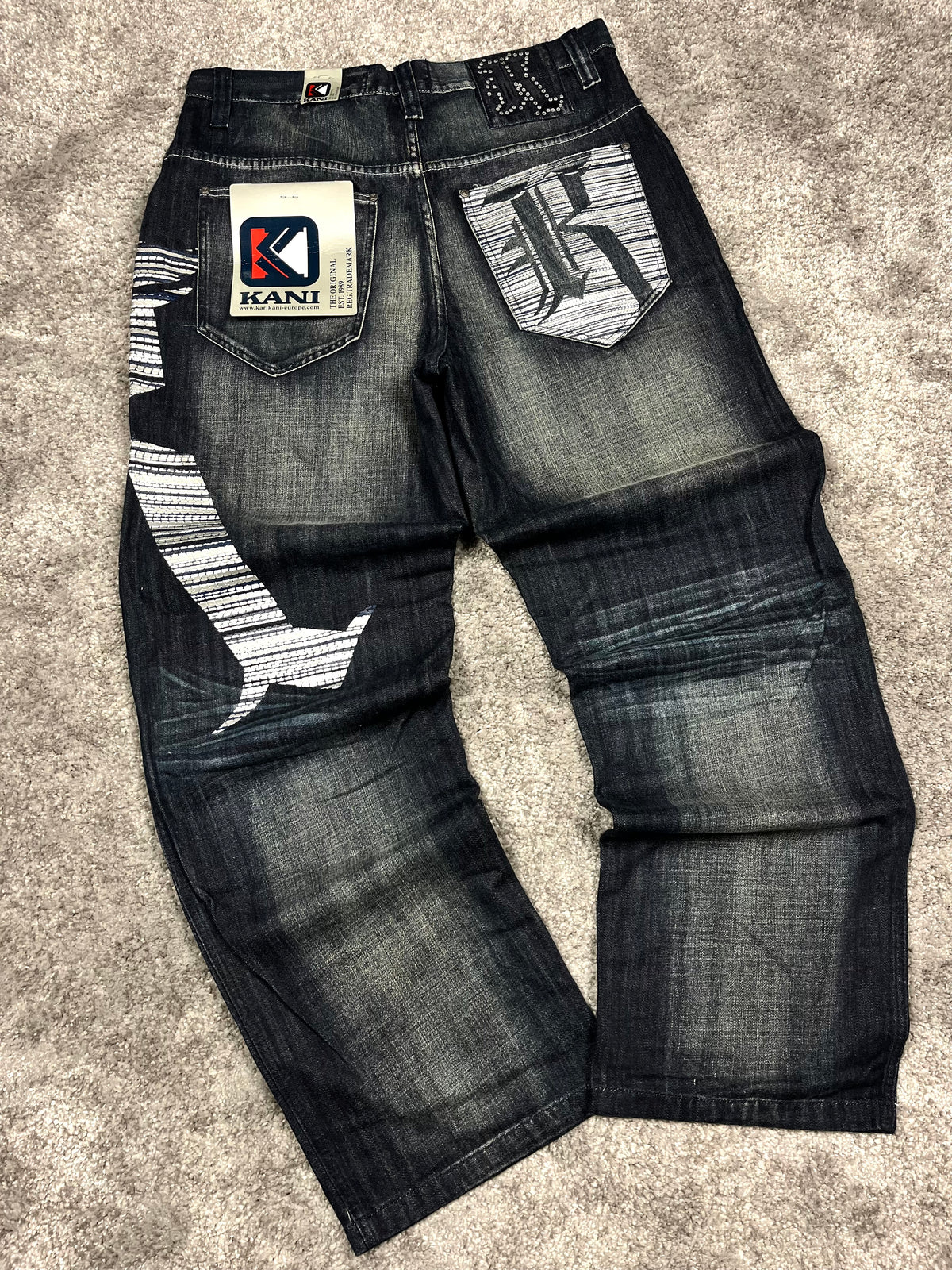 Karl Kani Jeans Made in USA Y2K Baggy Streetwear "Denim" Estampado (44/L)