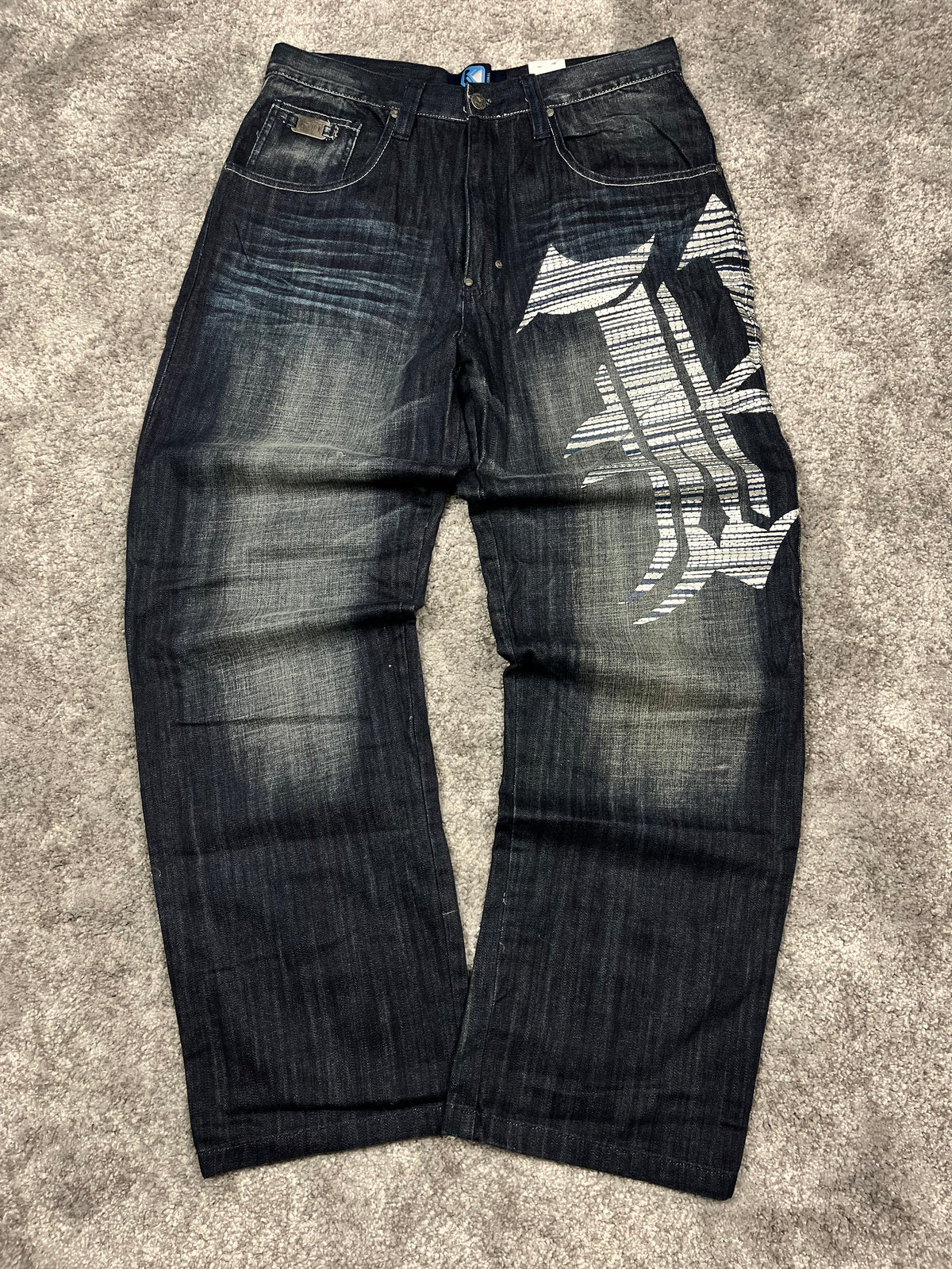 Karl Kani Jeans Made in USA Y2K Baggy Streetwear "Denim" Estampado (44/L)